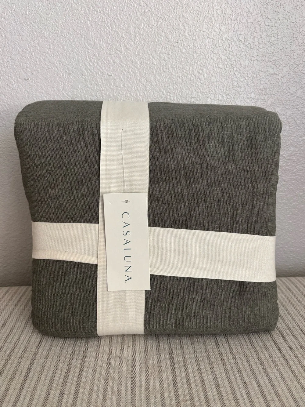 Casaluna Slate Gray Duvet Cover with Cream Accent